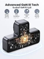 ⁦يوجرين شريط طاقة 6 في 1 – واقي من زيادة التيار مع شحن سريع USB-C | ثلاث مقابس كهربائية + 3 منافذ USB | تصميم مدمج لمطبخك أو مكتبك⁩ - الصورة ⁦4⁩