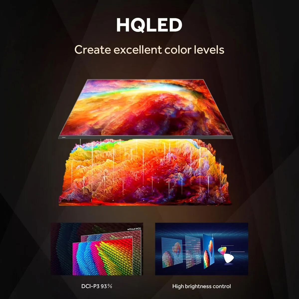 ⁦تلفزيون 65 بوصة هاير QLED الذكي – دقة 4K UHD، تردد 120 هرتز، Dolby Vision وHDR10، Google TV، HDMI 2.1، بلوتوث 5.1، تصميم أنيق بدون حواف – موديل H65S800UX⁩ - الصورة ⁦3⁩