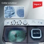 ⁦غسالة أمبيكس شبه أوتوماتيكية بحوضين – سعة 7 كجم، نظام توربو هوائي، محرك هادئ، منظف للياقة، ضمان سنتين⁩ - الصورة ⁦2⁩