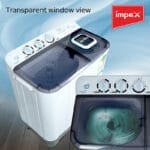 ⁦غسالة أمبيكس شبه أوتوماتيكية بحوضين – سعة 7 كجم، نظام توربو هوائي، محرك هادئ، منظف للياقة، ضمان سنتين⁩ - الصورة ⁦3⁩