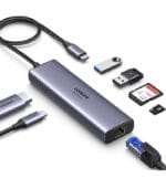موزع USB C 4K @60 هرتز من يو جرين محول الى HDMI متعدد المنافذ 7 في 1 لللاب توب ايثرنت 1Gbps 100 بي دي قارئ بطاقة اس تي اف 2 منفذ 3 محطة شحن متوافقة مع ماك بوك M1 M2 وايباد الالوان، متعدد الألوان
