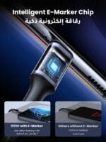 ⁦يوجرين كابل TYPE C TO C بطول 1 متر، كابل شحن فائق السرعة PD بقوة 100 وات⁩ - الصورة ⁦3⁩