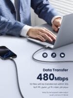 ⁦يوجرين كابل TYPE C TO C بطول 1 متر، كابل شحن فائق السرعة PD بقوة 100 وات⁩ - الصورة ⁦6⁩