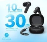 ⁦سماعات انكر P20i لاسلكية، منافذ تشغيل 10 مم لصوت قوي، بلوتوث 5.3، زمن 30 ساعة، IPX5 مقاومة الماء، 2 ميكروفونات لاتصالات ذكاء اصطناعي، 22 إعدادًا مُسبقًا EQs، أسود⁩ - الصورة ⁦5⁩