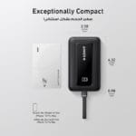 باور بانك انكر زولو – 10000mAh، شحن سريع 30 واط مع كابل USB-C مدمج متوافق مع iPhone وAndriod – أسود - الصورة 2