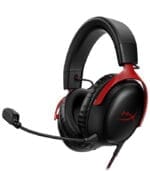سماعة الألعاب السلكية HyperX Cloud III – صوت محيطي DTS، ميكروفون نقي، متوافقة مع PC, PS5, Xbox Series X|S – مشغلات 53 مم – منافذ USB-C، USB-A، 3.5 مم – أسود/أحمر