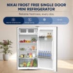 ⁦ثلاجة صغيرة نيكاي 85 لتر (3 قدم مكعب) – منظم حرارة قابل للتعديل، موديل NRF110N23S، فضي، ضمان سنتين⁩ - الصورة ⁦5⁩