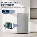 ⁦ثلاجة صغيرة نيكاي 85 لتر (3 قدم مكعب) – منظم حرارة قابل للتعديل، موديل NRF110N23S، فضي، ضمان سنتين⁩ - الصورة ⁦6⁩