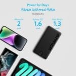 ⁦باورك بانك 323 بمنفذ USB C من انكر شاحن بسعة 10000 مللي أمبير أسود⁩ - الصورة ⁦2⁩