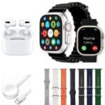 ساعة جينيريك ذكية  – 7 أساور، سماعة بلوتوث، شاشة AMOLED، 100 وضع، مراقبة صحة ومساعد صوتي