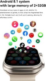 ⁦ساعة ذكية 4G الترا بشاشة اموليد ونظام اندرويد وشريحة اتصال نانو⁩ - الصورة ⁦2⁩