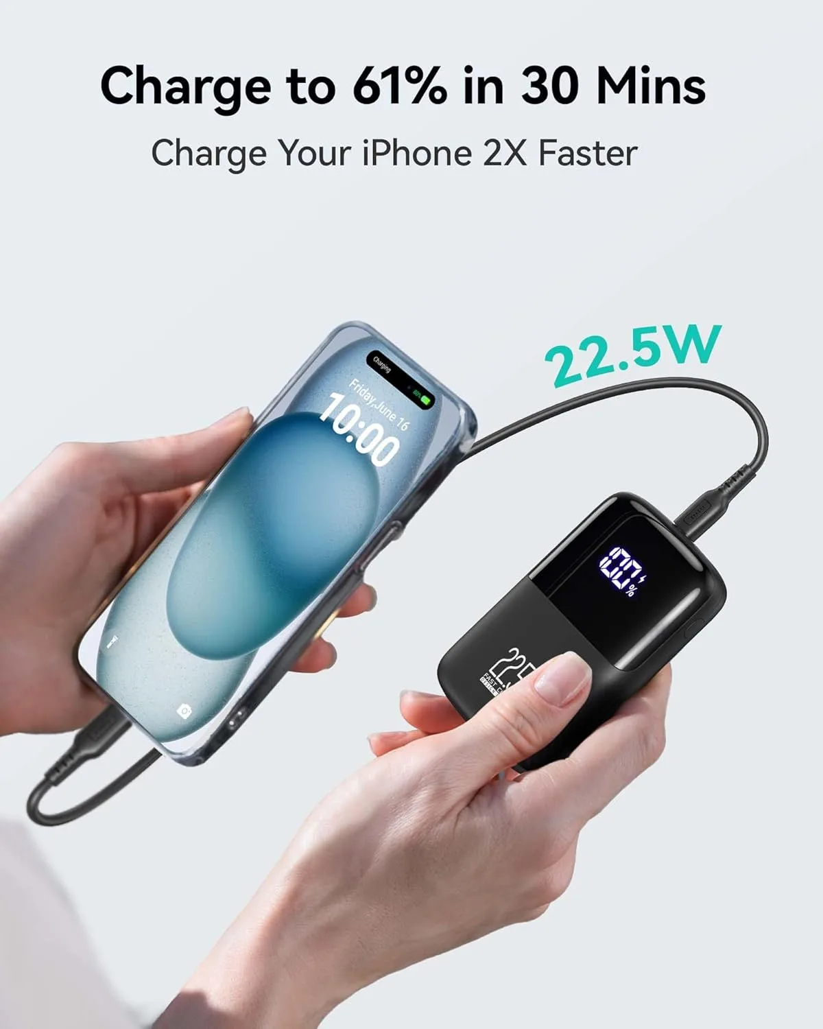 ⁦اي ان يو باور بانك 10000mAh – شحن سريع PD 3.0 & QC 4.0، تصميم مدمج، 3 مخارج، USB-C – أداء قوي في حجم صغير⁩ - الصورة ⁦3⁩