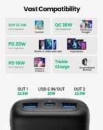 ⁦اي ان يو باور بانك 10000mAh – شحن سريع PD 3.0 & QC 4.0، تصميم مدمج، 3 مخارج، USB-C – أداء قوي في حجم صغير⁩ - الصورة ⁦7⁩