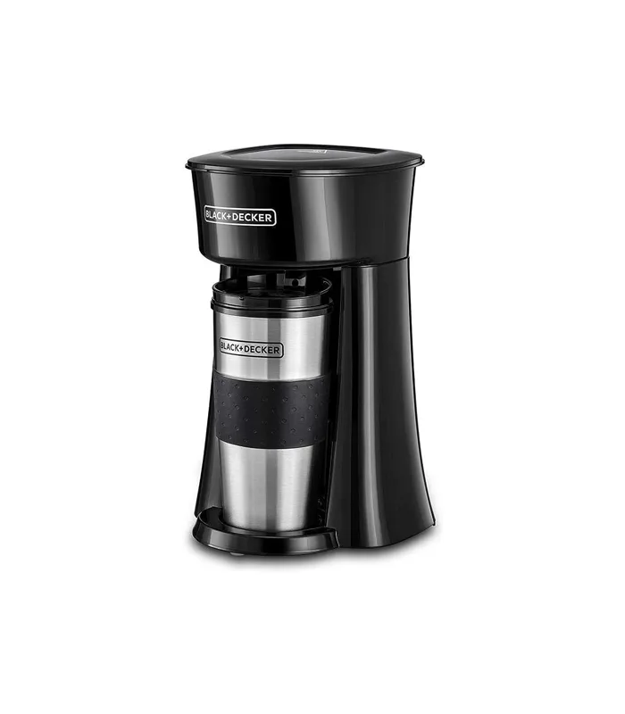 ⁦ماكينة قهوة بلاك+ديكر DCT10-B5 – 650 واط، مع كوب سفر 360 مل، فلتر دائم، تصميم مدمج، أسود/فضي⁩ - الصورة ⁦1⁩