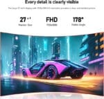 ⁦شاشة ألعاب منحنية 27 بوصة FHD، 100Hz، بدون حواف، مكبر صوت مدمج، 100% sRGB، سطوع 300 شمعة، منGAWFOLK⁩ - الصورة ⁦8⁩
