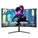 شاشة ألعاب منحنية 27 بوصة FHD، 100Hz، بدون حواف، مكبر صوت مدمج، 100% sRGB، سطوع 300 شمعة، منGAWFOLK