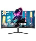 شاشة ألعاب منحنية 27 بوصة FHD، 100Hz، بدون حواف، مكبر صوت مدمج، 100% sRGB، سطوع 300 شمعة، منGAWFOLK