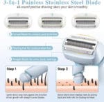 ماكينة حلاقة كهربائية للنساء – 3 شفرات مقاومة للماء، شحن USB، استخدام رطب وجاف، رأس مزدوج للوجه والجسم، شاشة LED، تصميم محمول للسفر - الصورة 2