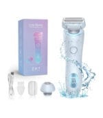 ماكينة حلاقة كهربائية للنساء – 3 شفرات مقاومة للماء، شحن USB، استخدام رطب وجاف، رأس مزدوج للوجه والجسم، شاشة LED، تصميم محمول للسفر