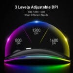 ⁦ماوس بلوتوث لاسلكي من ANYOUI، LED رفيع، مزدوج الأوضاع (Bluetooth 5.1 + USB 2.4GHz)، قابل لإعادة الشحن، صامت مع مستقبل - اللون: أسود⁩ - الصورة ⁦4⁩