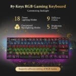 ⁦كيبورد ألعاب ميكانيكي Redragon K552 – مفاتيح حمراء، RGB، 87 مفتاح، مقاوم للغبار، سلكي – أسود⁩ - الصورة ⁦3⁩