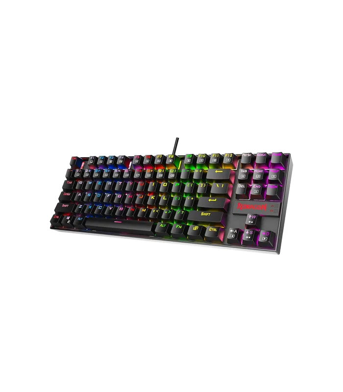 ⁦كيبورد ألعاب ميكانيكي Redragon K552 – مفاتيح حمراء، RGB، 87 مفتاح، مقاوم للغبار، سلكي – أسود⁩ - الصورة ⁦1⁩