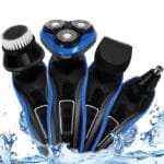 ماكينة حلاقة كهربائية 4 في 1 للرجال من لينجي – جهاز متعدد الوظائف مقاوم للماء بشحن USB، لحلاقة الوجه والأنف واللحية – لون أزرق