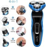 ⁦ماكينة حلاقة كهربائية 4 في 1 للرجال من لينجي – جهاز متعدد الوظائف مقاوم للماء بشحن USB، لحلاقة الوجه والأنف واللحية – لون أزرق⁩ - الصورة ⁦2⁩