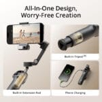 ⁦مثبت DJI Osmo Gimbal 7 ثلاثي المحاور للهواتف – تتبع ذكي، إضاءة مدمجة، إطلاق سريع، عصا تمديد وحامل ثلاثي⁩ - الصورة ⁦5⁩