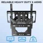 ⁦حامل تلفزيون جداري للشاشات من 26 إلى 65 بوصة – دعامات حائط شديدة التحمل مع دوران وإمالة، أذرع مزدوجة مفصلية، دعم VESA حتى 400×400 مم، حمولة حتى 40 كجم (88 باوند)⁩ - الصورة ⁦2⁩