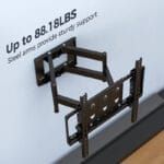 ⁦حامل تلفزيون جداري للشاشات من 26 إلى 65 بوصة – دعامات حائط شديدة التحمل مع دوران وإمالة، أذرع مزدوجة مفصلية، دعم VESA حتى 400×400 مم، حمولة حتى 40 كجم (88 باوند)⁩ - الصورة ⁦5⁩