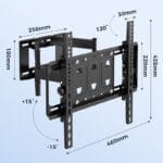 ⁦حامل تلفزيون جداري للشاشات من 26 إلى 65 بوصة – دعامات حائط شديدة التحمل مع دوران وإمالة، أذرع مزدوجة مفصلية، دعم VESA حتى 400×400 مم، حمولة حتى 40 كجم (88 باوند)⁩ - الصورة ⁦6⁩